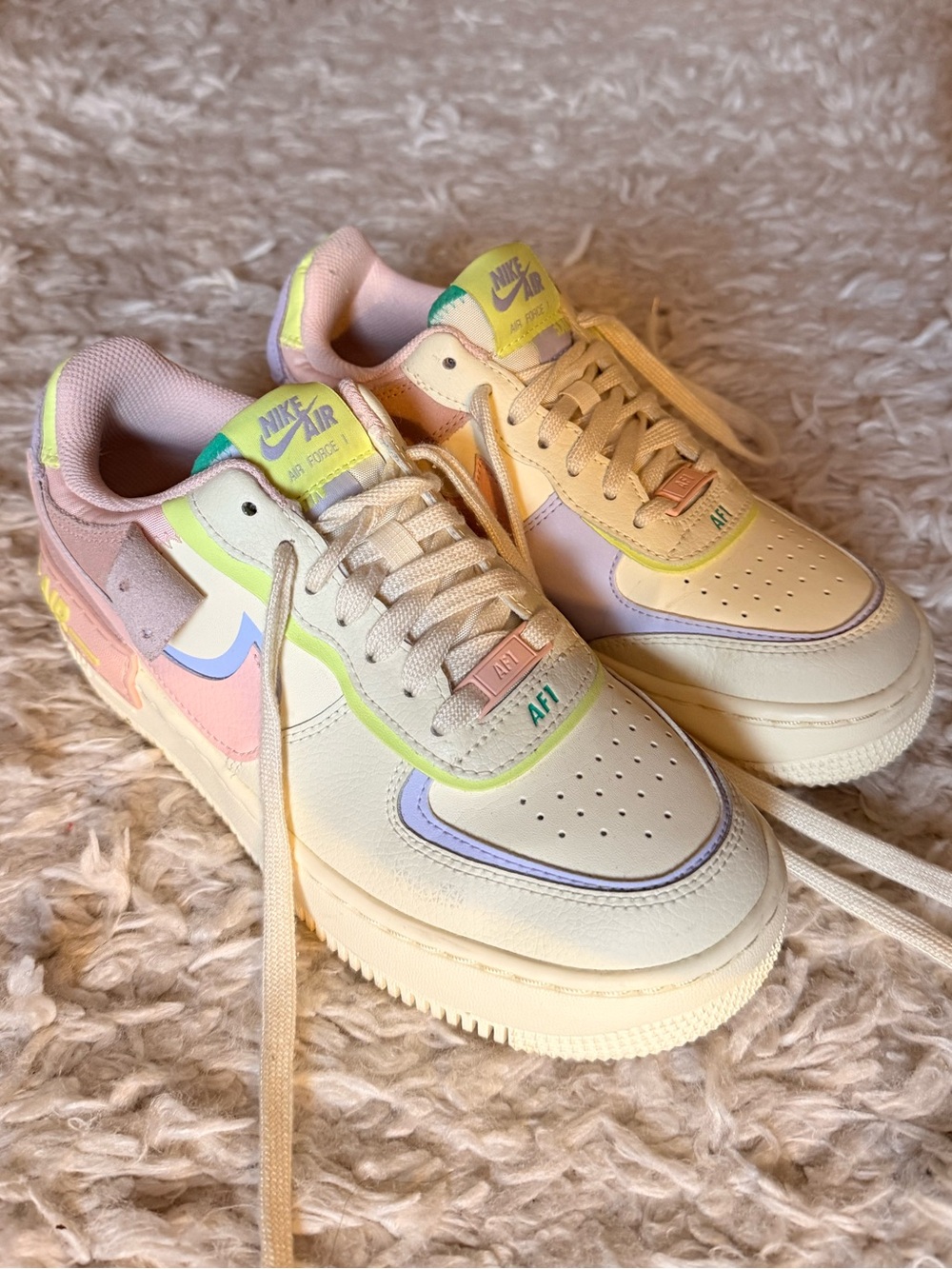 Nike Air Force 1 Shadow Low Sneakers - Cream, Pastel Pink & Lavender